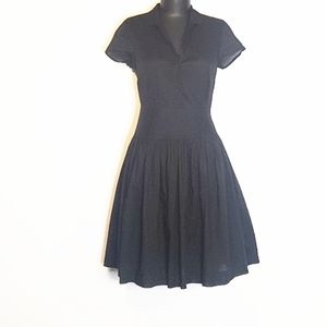 ISAAC MIZRAHI black full skirt/shirtwaist dress XS